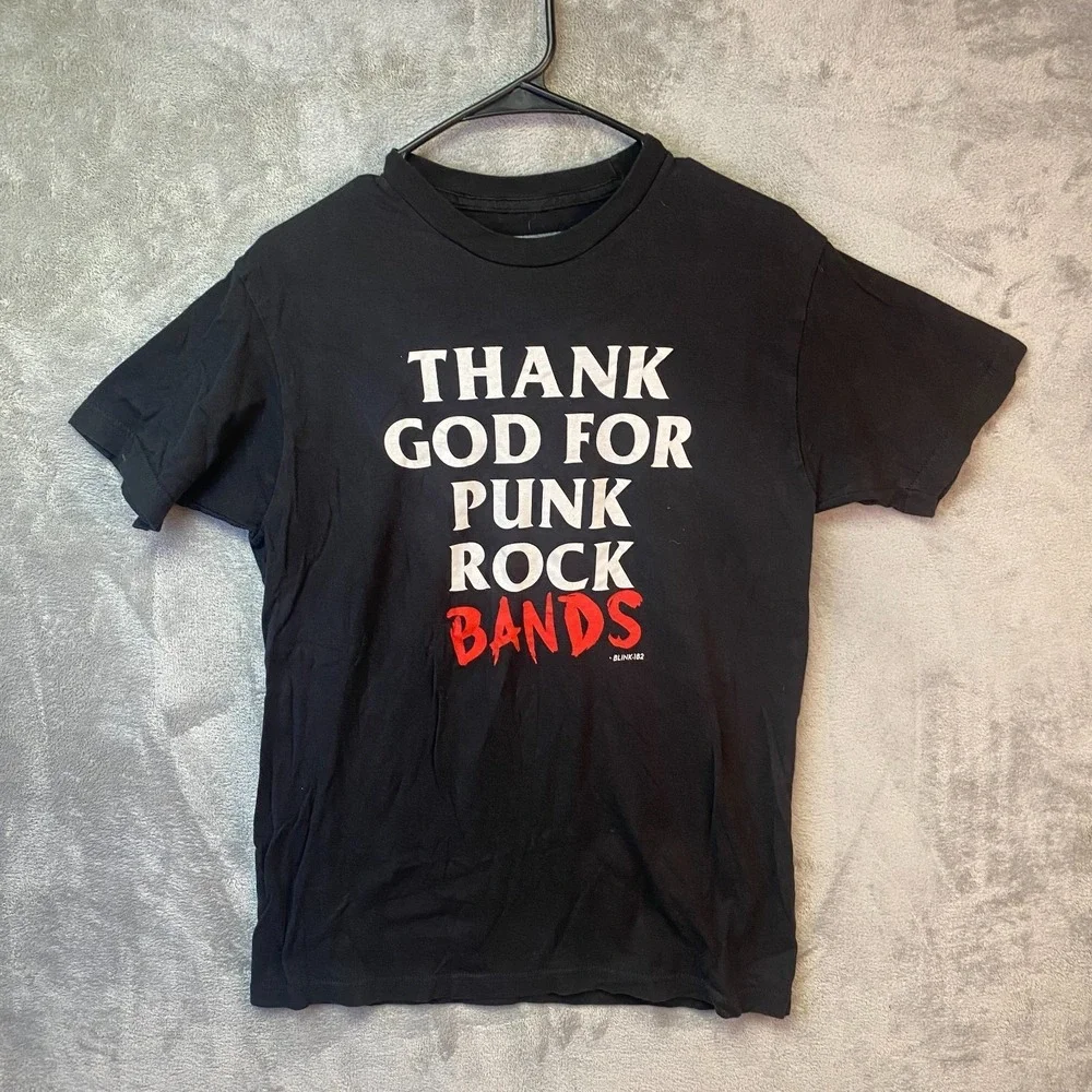 Blink-182 Famous Men's Medium Black Thank God Punk Rock Bands T-Shirt